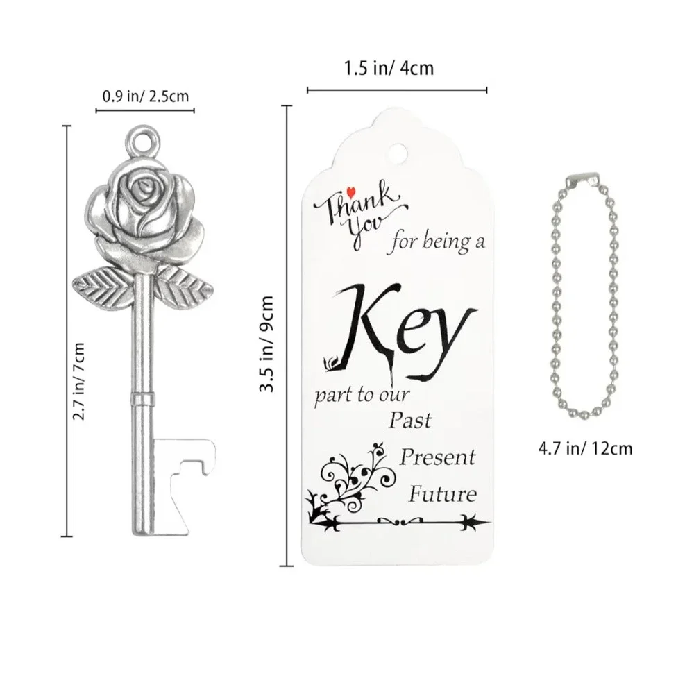 NEW Rose Key Bottle Opener Favors 100pc Silver New Wedding Party Souvenirs